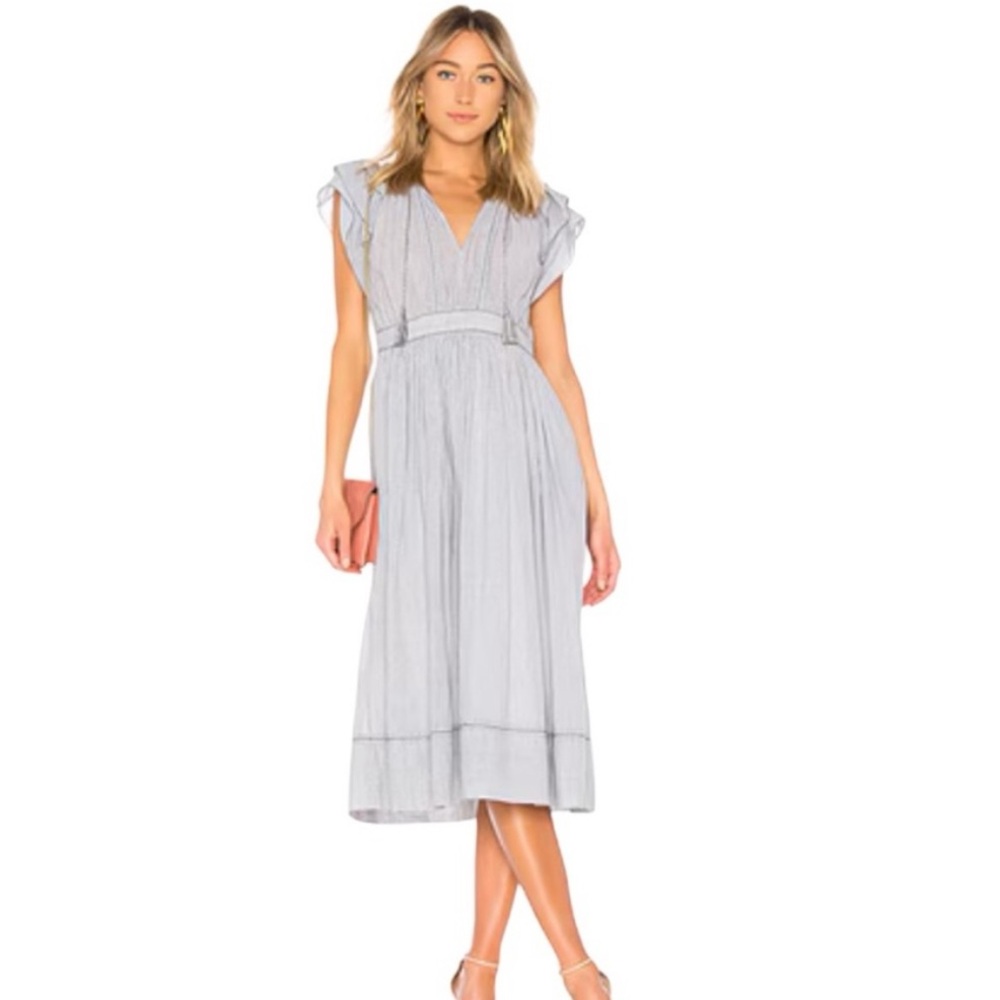 Ulla Johnson Merle Stripe Blue/Grey and White Maxi Dress Size 6